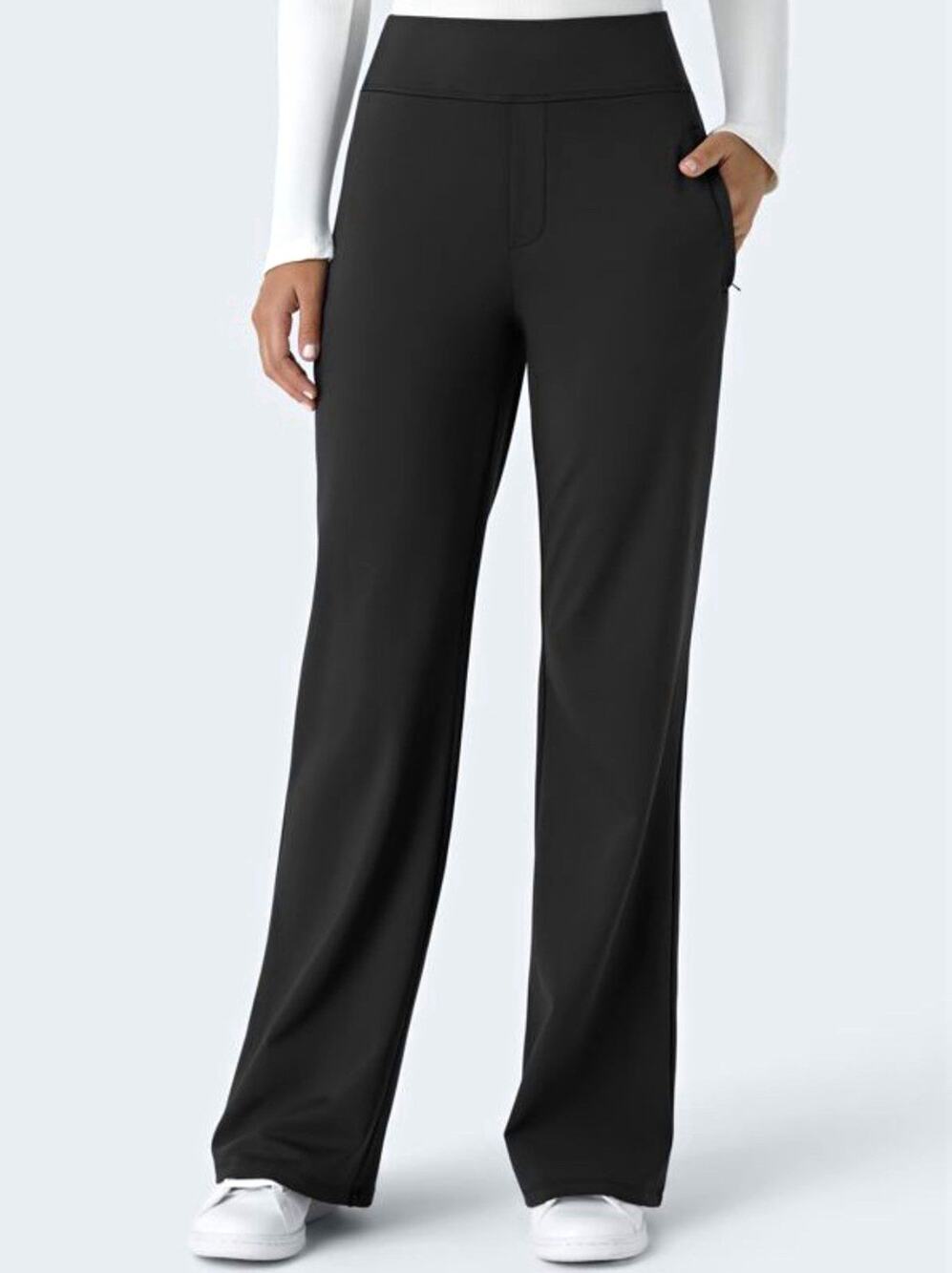 Halara Flex DayStretch Mid Rise Side Zipper Pocket Work Flare Pants M- petite